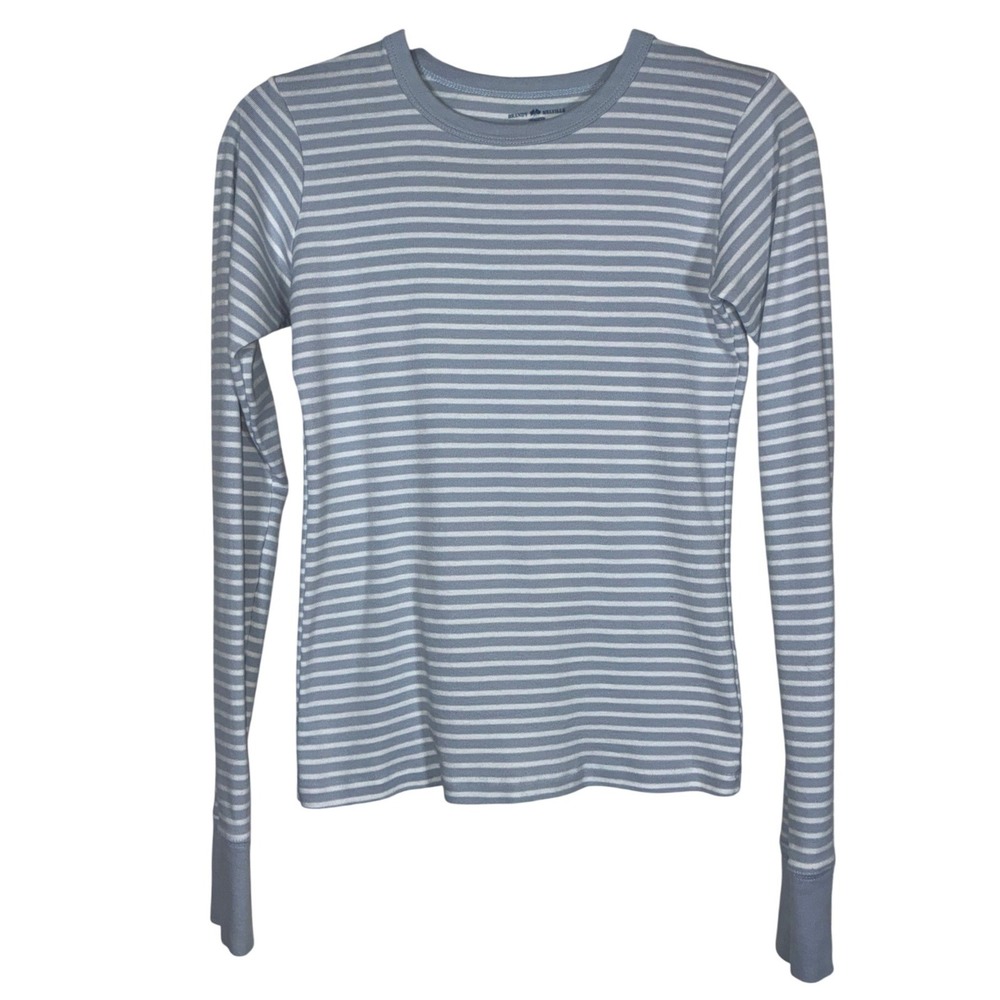 Brandy Melville Baby Blue White Striped Long Sleeve Top‎ Crewneck One Size